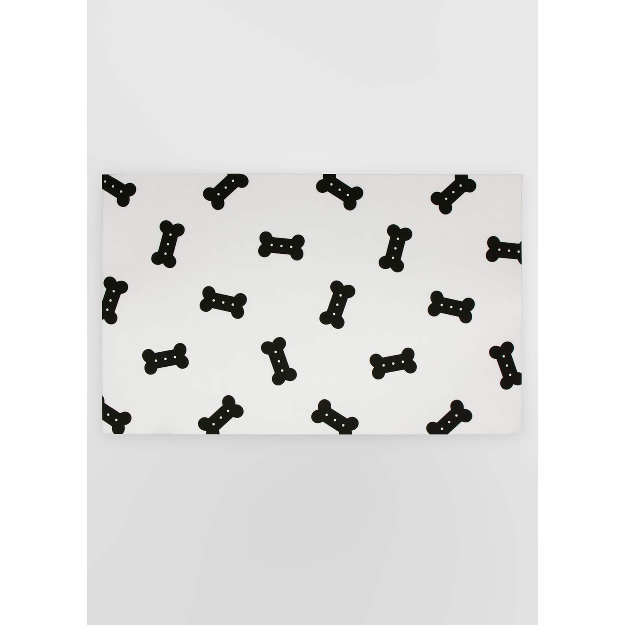 FloorPops Bones Black & White Washable Felt Floor Mat, 18" x 30"